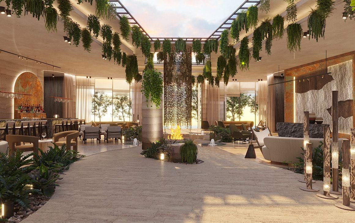render of a resort lobby